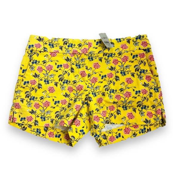 Ann Taylor Loft Riviera 4” Shorts NWT Yellow Floral Tapestry Flat Front Sz 0P - Picture 9 of 9